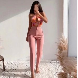 COPY - ZARA high waist bubble gum pink pants